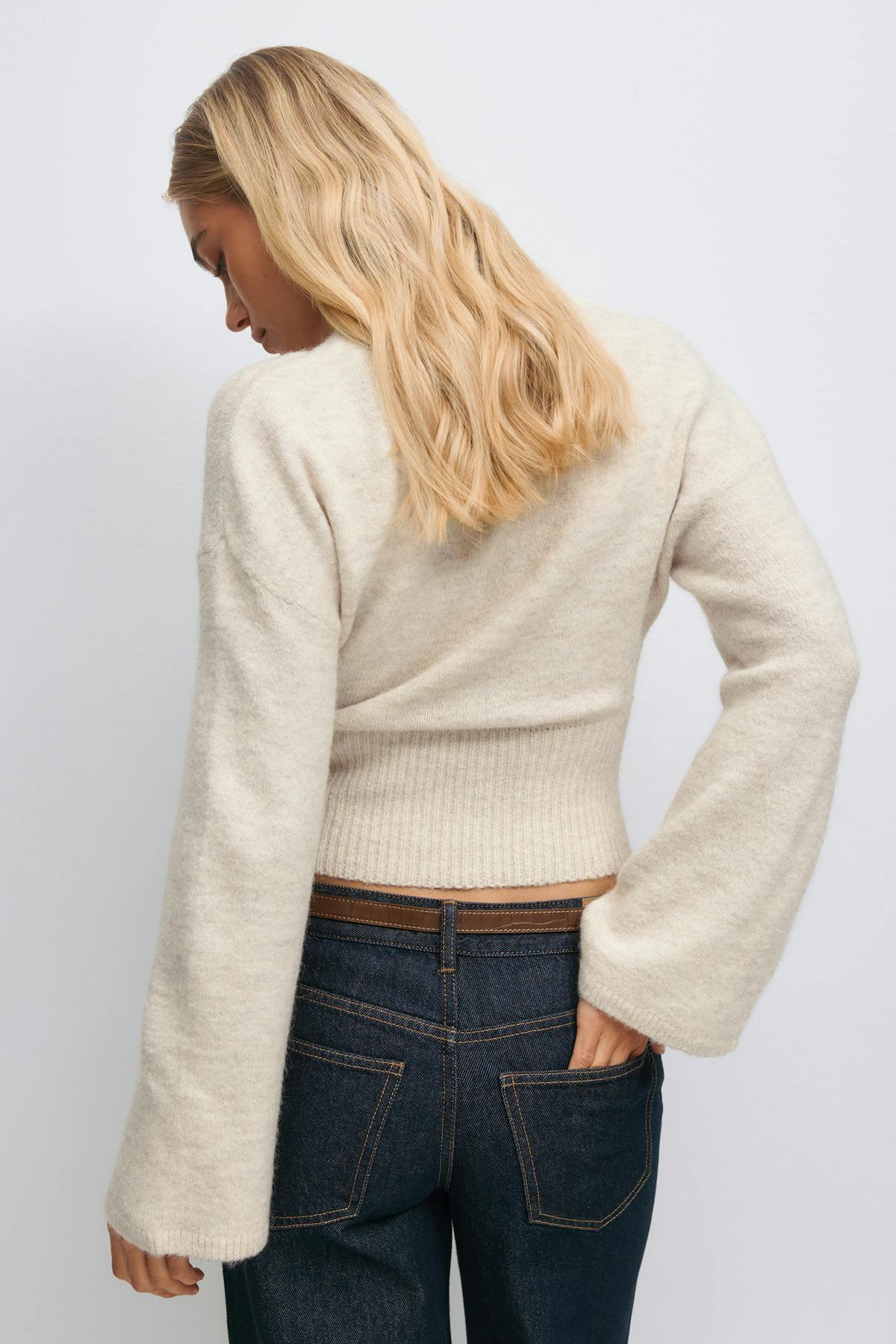 Wide sleeve knitted sweater - Sahara sun