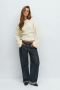 Wide sleeve knitted sweater - Gardenia