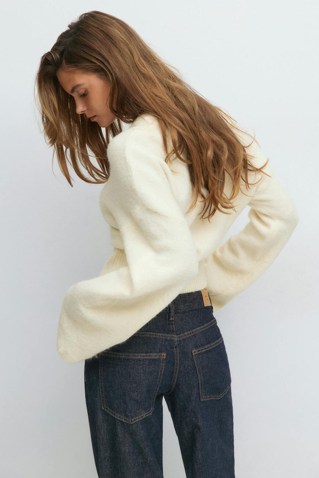 Wide sleeve knitted sweater - Gardenia