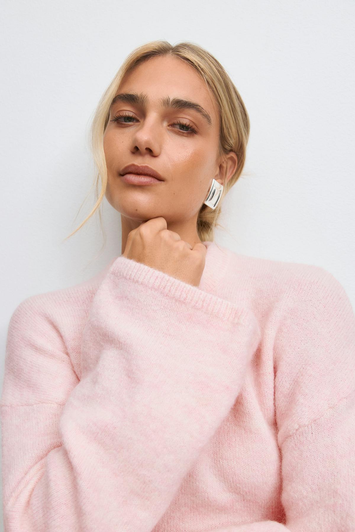 Wide sleeve knitted sweater - Bordeaux foncé