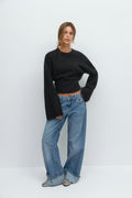 Wide sleeve knitted sweater - Chocolate brown