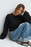 Wide sleeve knitted sweater - Chocolate brown