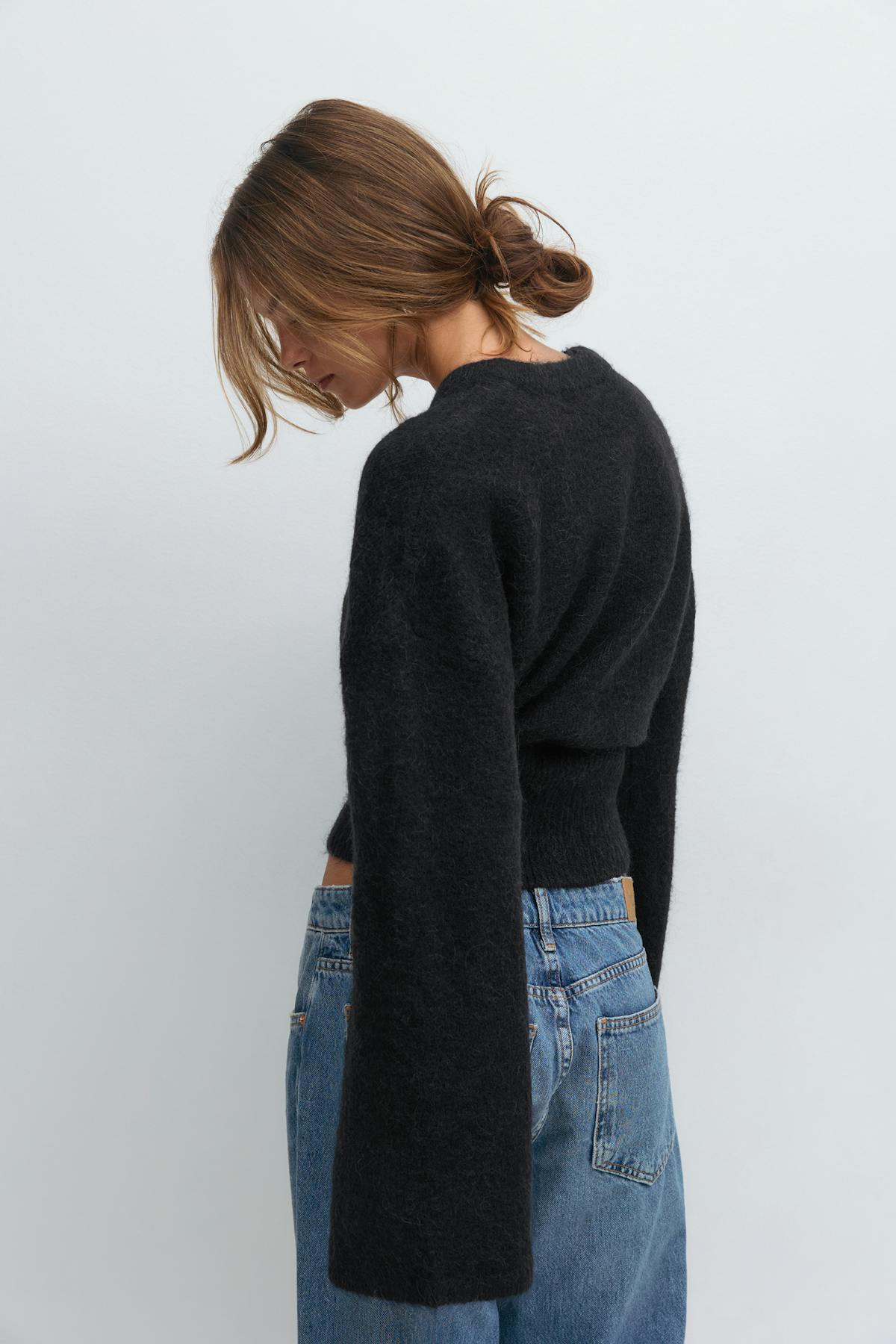 Wide sleeve knitted sweater - Chocolate brown