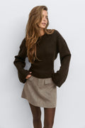 Wide sleeve knitted sweater - Mid grey mel