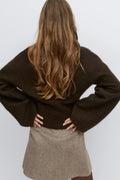 Wide sleeve knitted sweater - Mid grey mel
