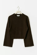 Wide sleeve knitted sweater - Chocolate brown