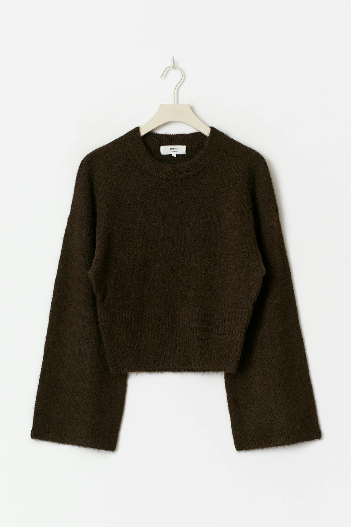 Wide sleeve knitted sweater - Chocolate brown