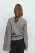 Wide sleeve knitted sweater - Mid grey mel