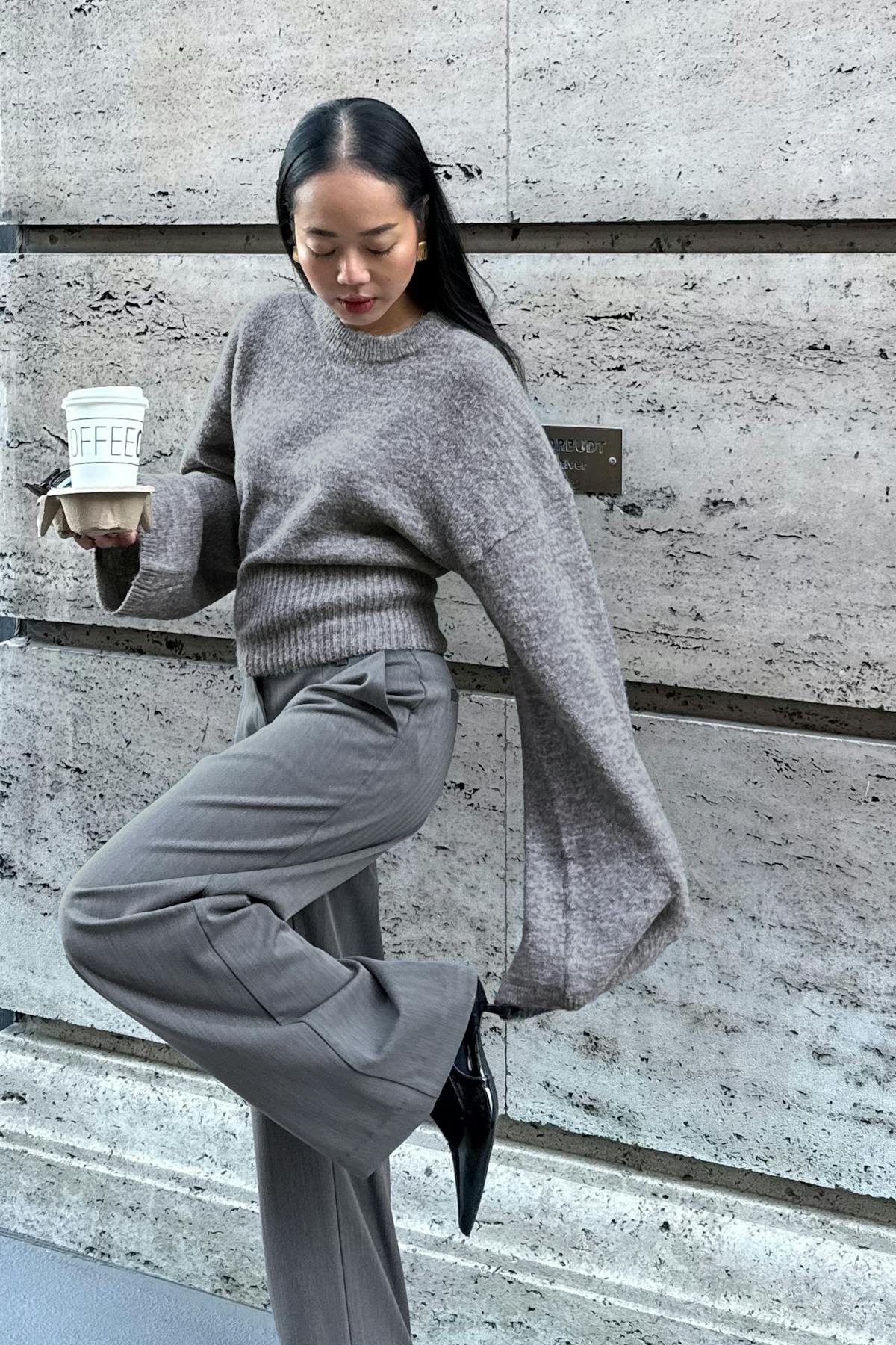 Wide sleeve knitted sweater - Gardenia