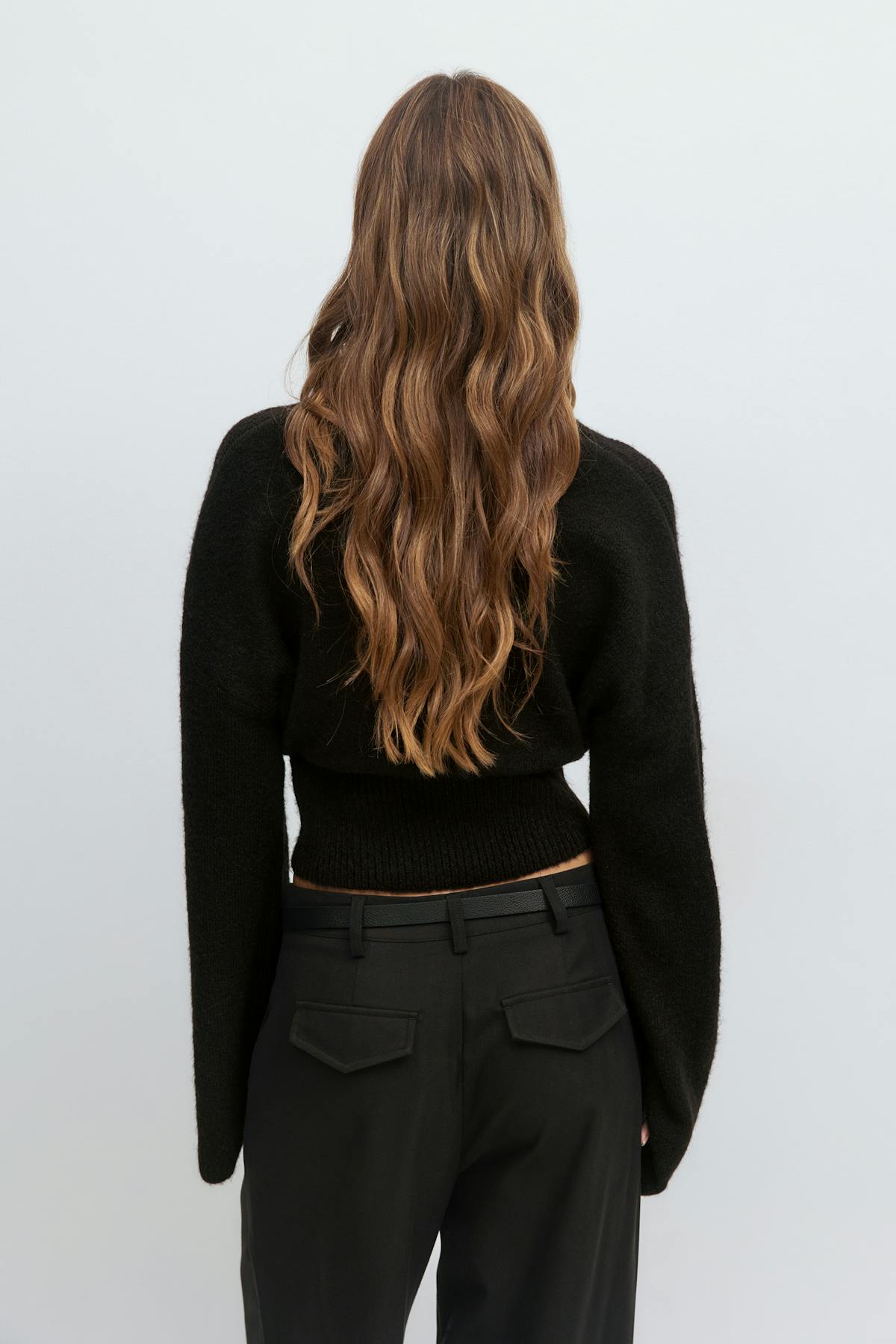 Wide sleeve knitted sweater - Navy blazer
