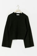 Wide sleeve knitted sweater - Navy blazer