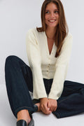 Fitted waist knitted cardigan - Noir