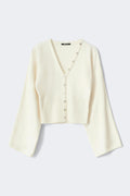 Fitted waist knitted cardigan - Gardenia