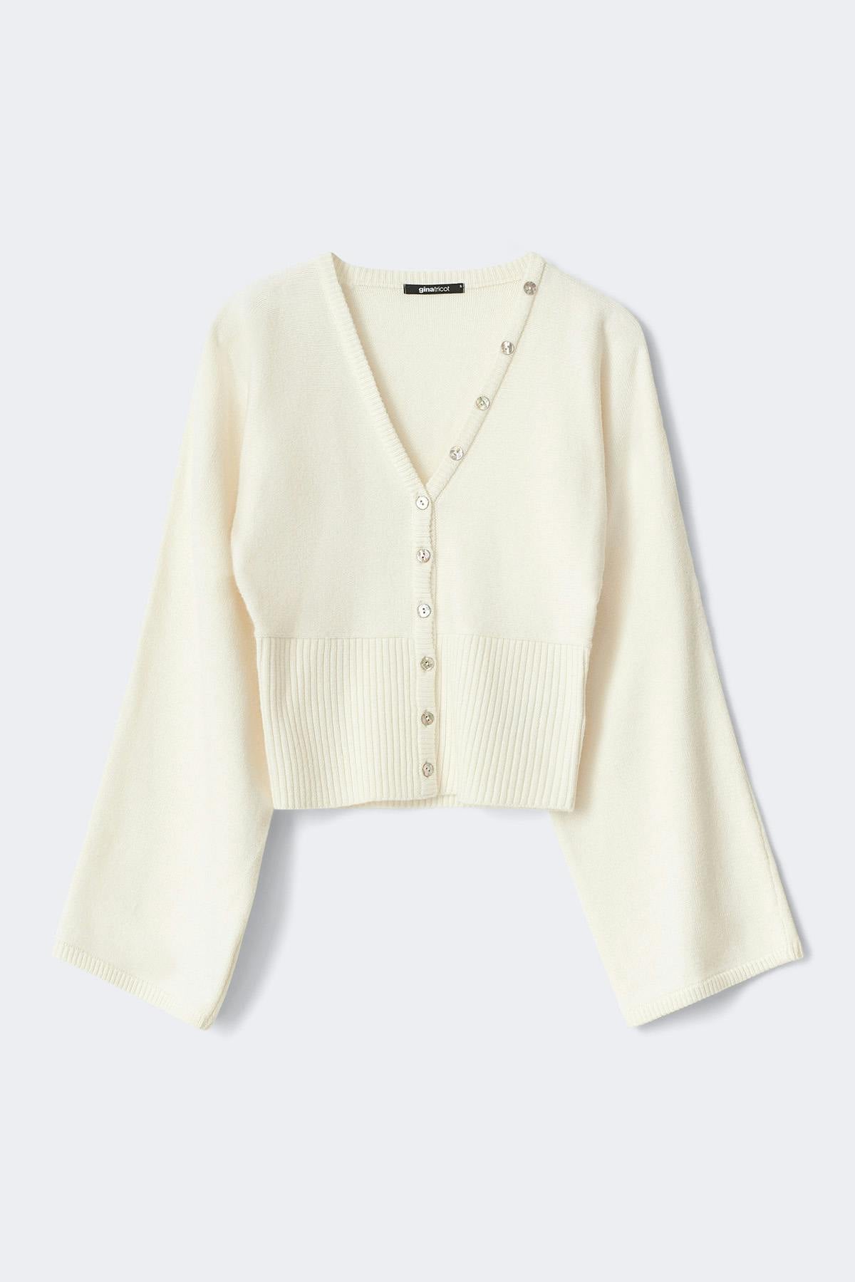 Fitted waist knitted cardigan - Gardenia