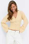 Fitted waist knitted cardigan - Brunnera blue