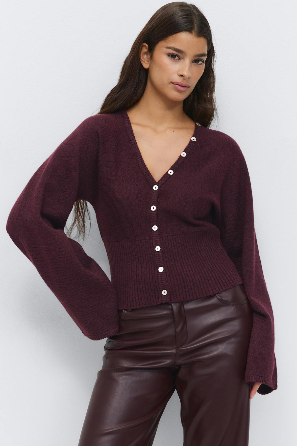 Fitted waist knitted cardigan - Lint