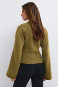 Fitted waist knitted cardigan - Bordeaux foncé