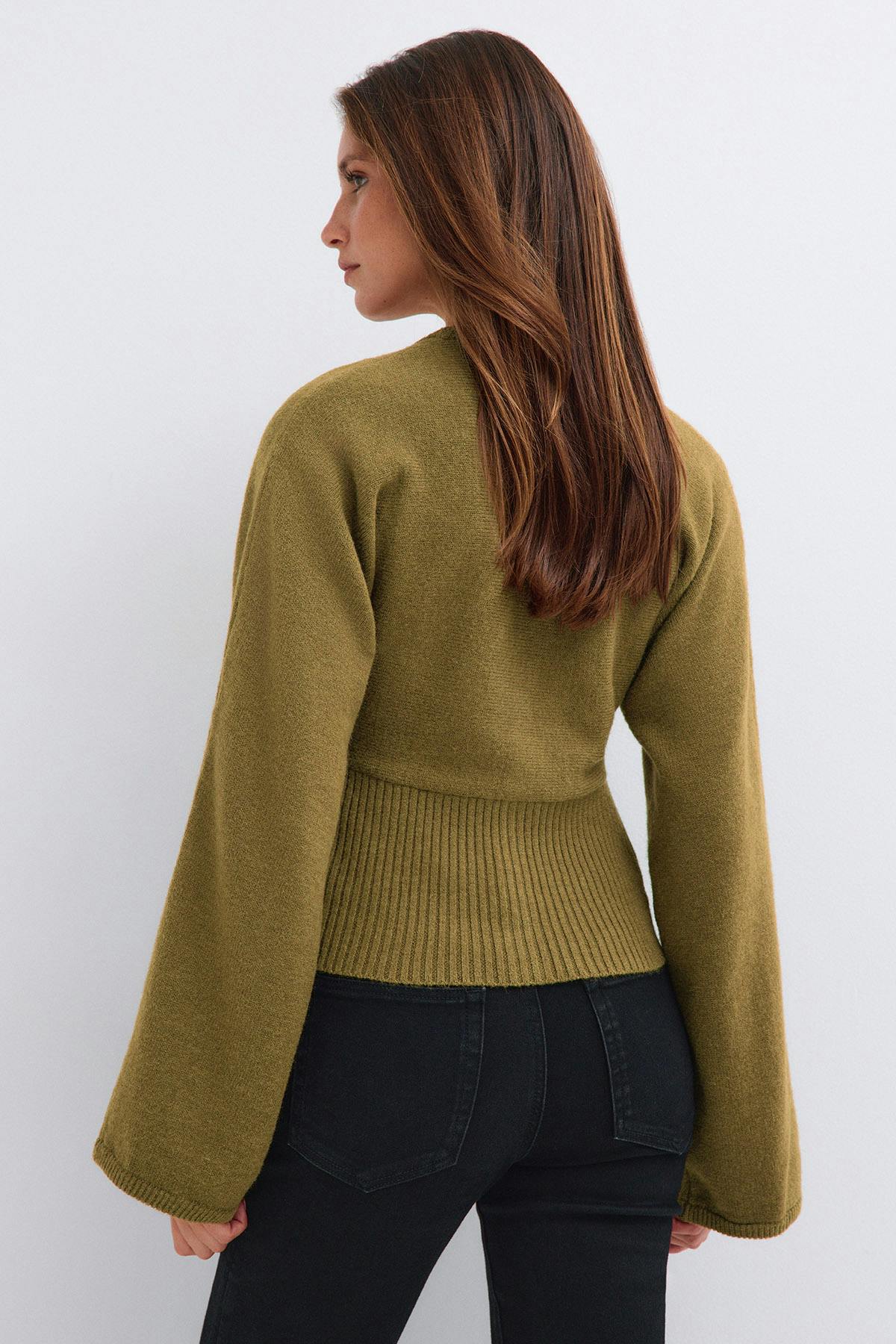 Fitted waist knitted cardigan - Bordeaux foncé