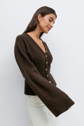 Fitted waist knitted cardigan - Gardenia