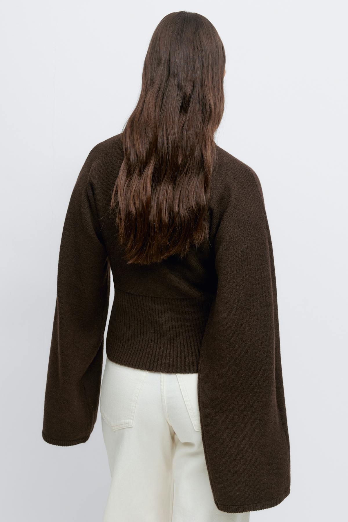 Fitted waist knitted cardigan - Chocolate brown