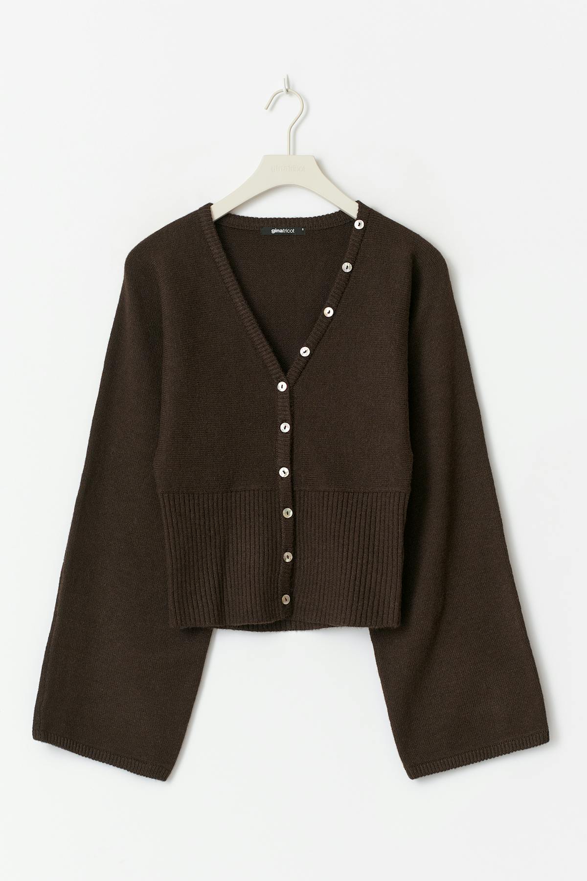 Fitted waist knitted cardigan - Chocolate brown