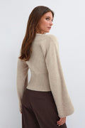 Fitted waist knitted cardigan - Chocolate brown