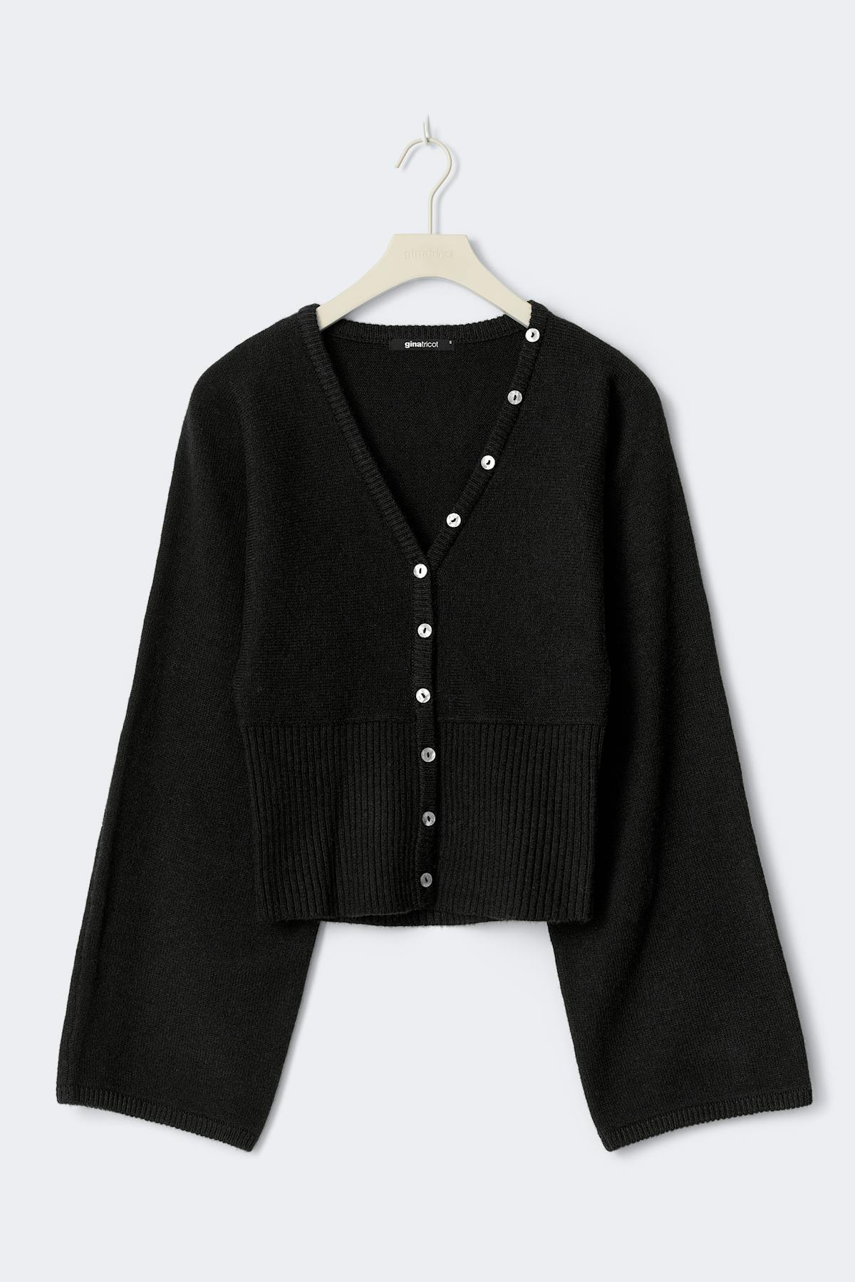 Fitted waist knitted cardigan - Noir