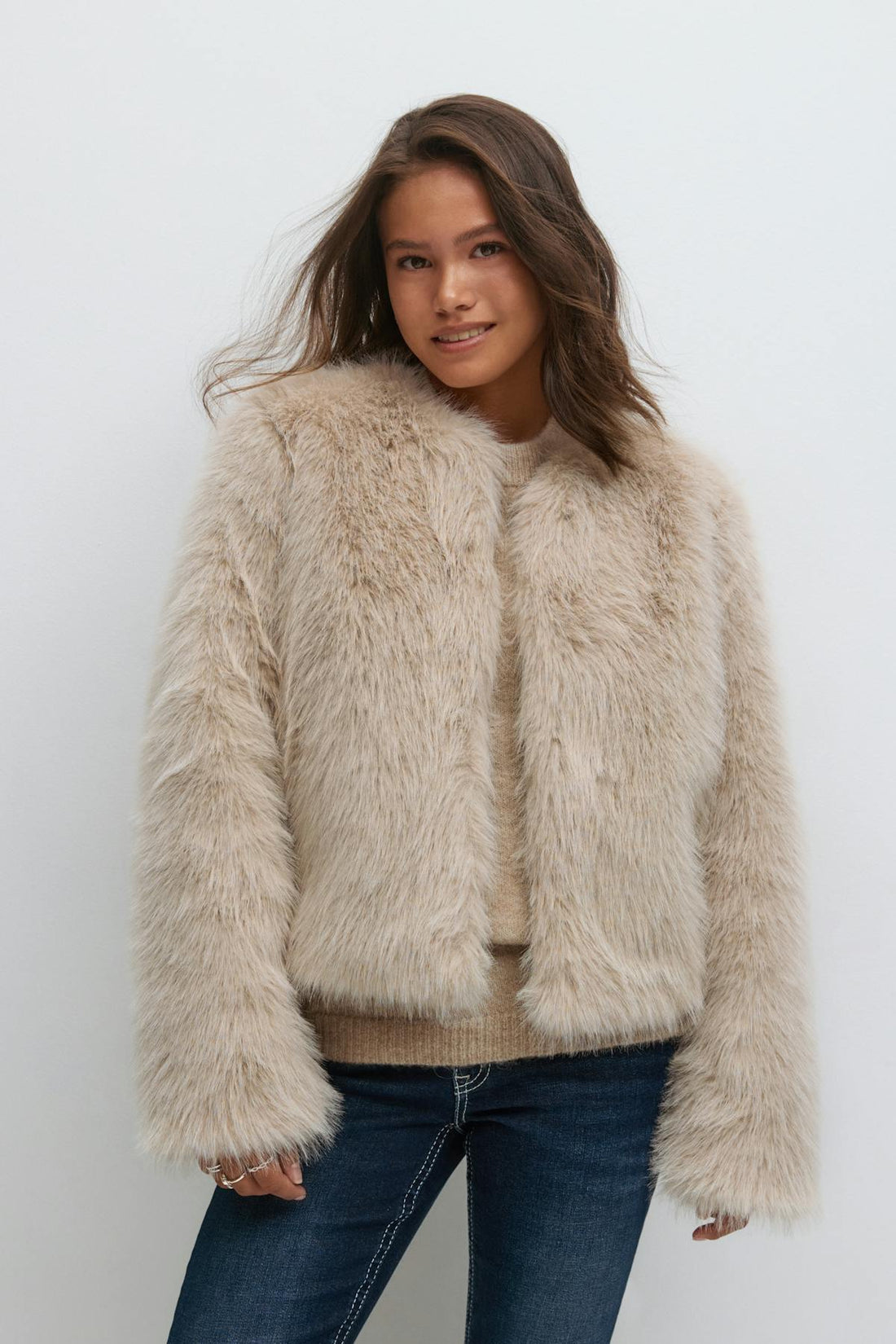 Y faux fur jacket - Beige