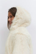 Y faux fur hood jacket - Beige clair