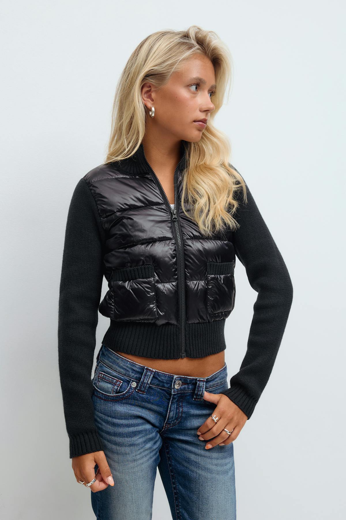 14+ rib puffer jacket - Noir
