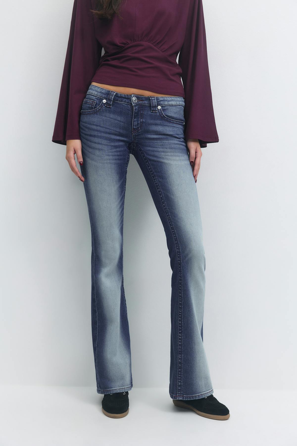 14+ low rise flare jeans tall - Vintage blue