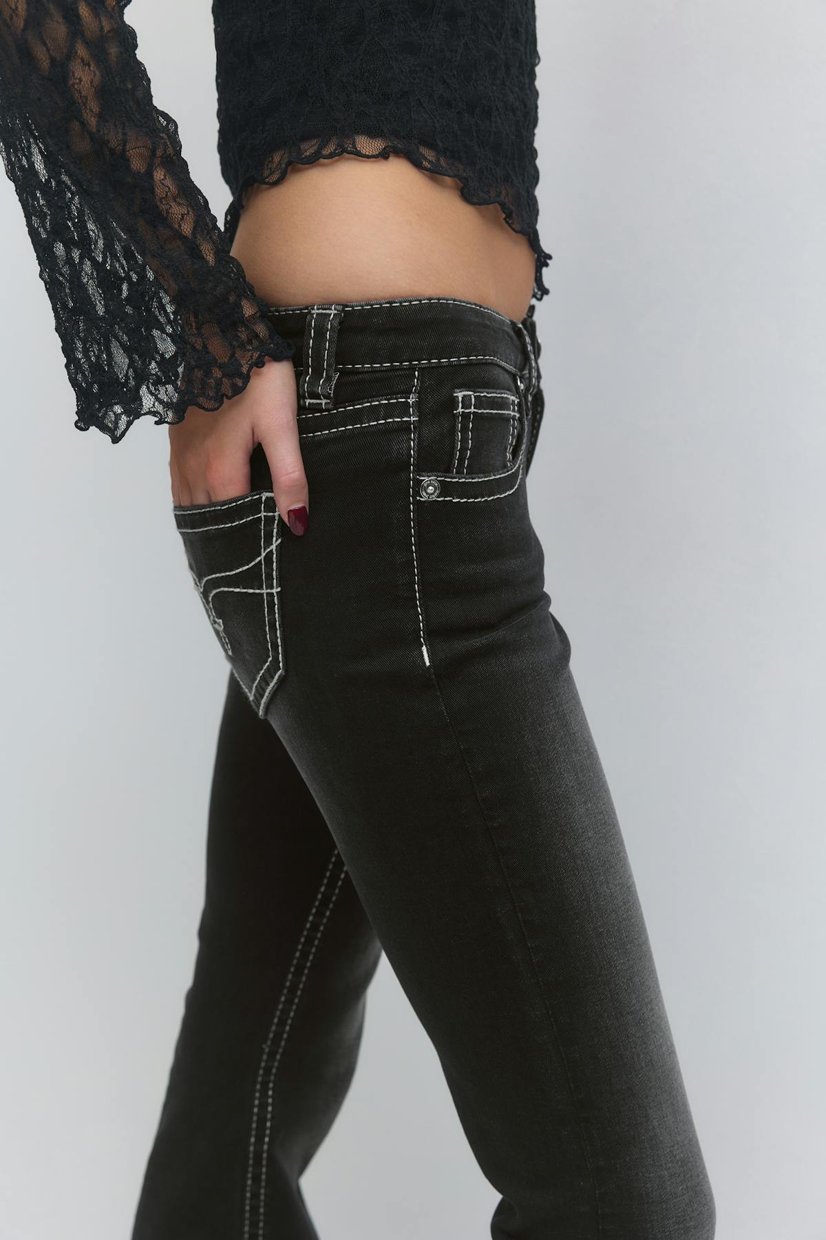 14+ low rise flare jeans tall - Noir