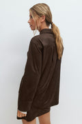 Faux suede shirt - Marron foncé