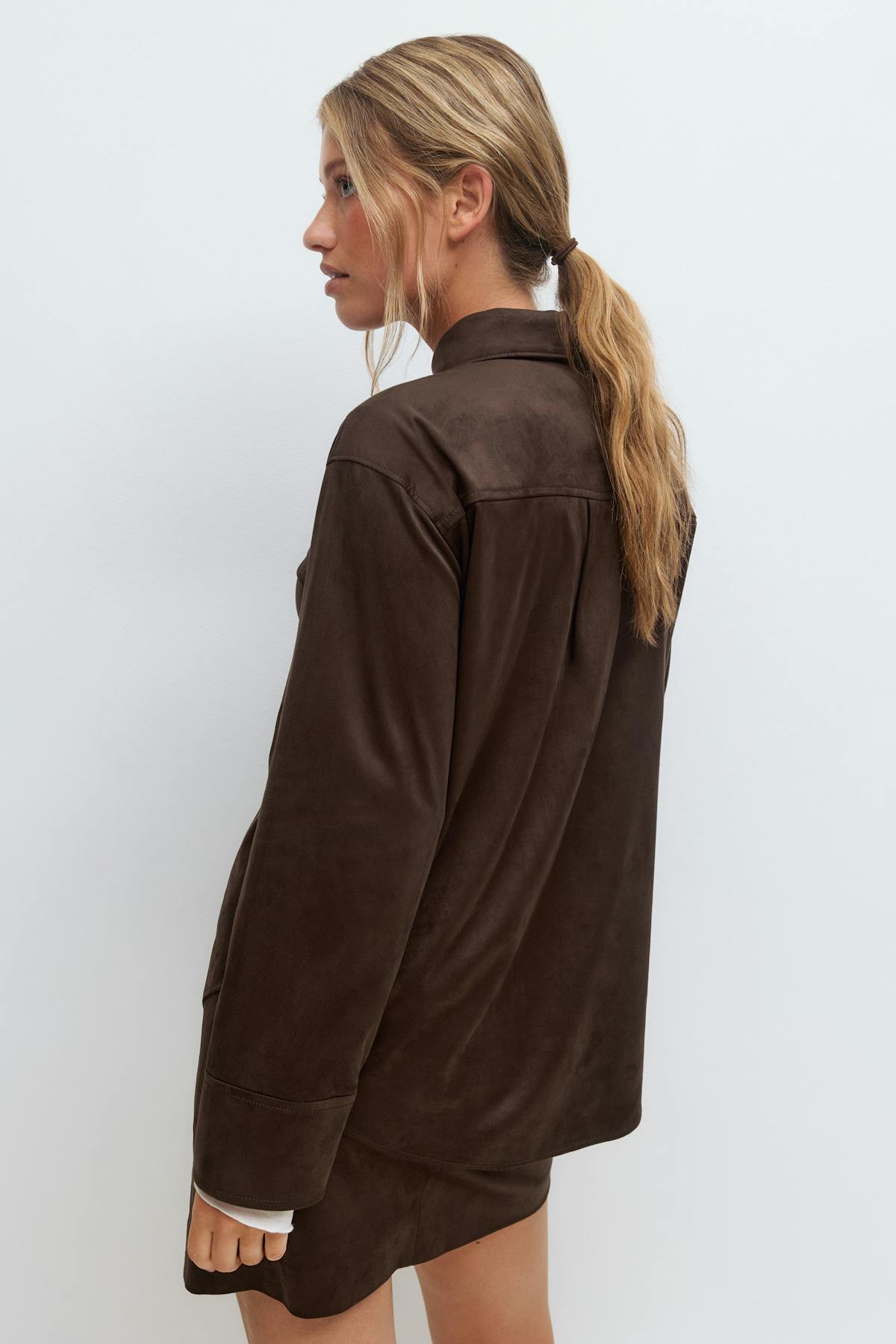 Faux suede shirt - Marron foncé