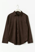 Faux suede shirt - Marron foncé