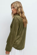 Faux suede shirt - Marron foncé