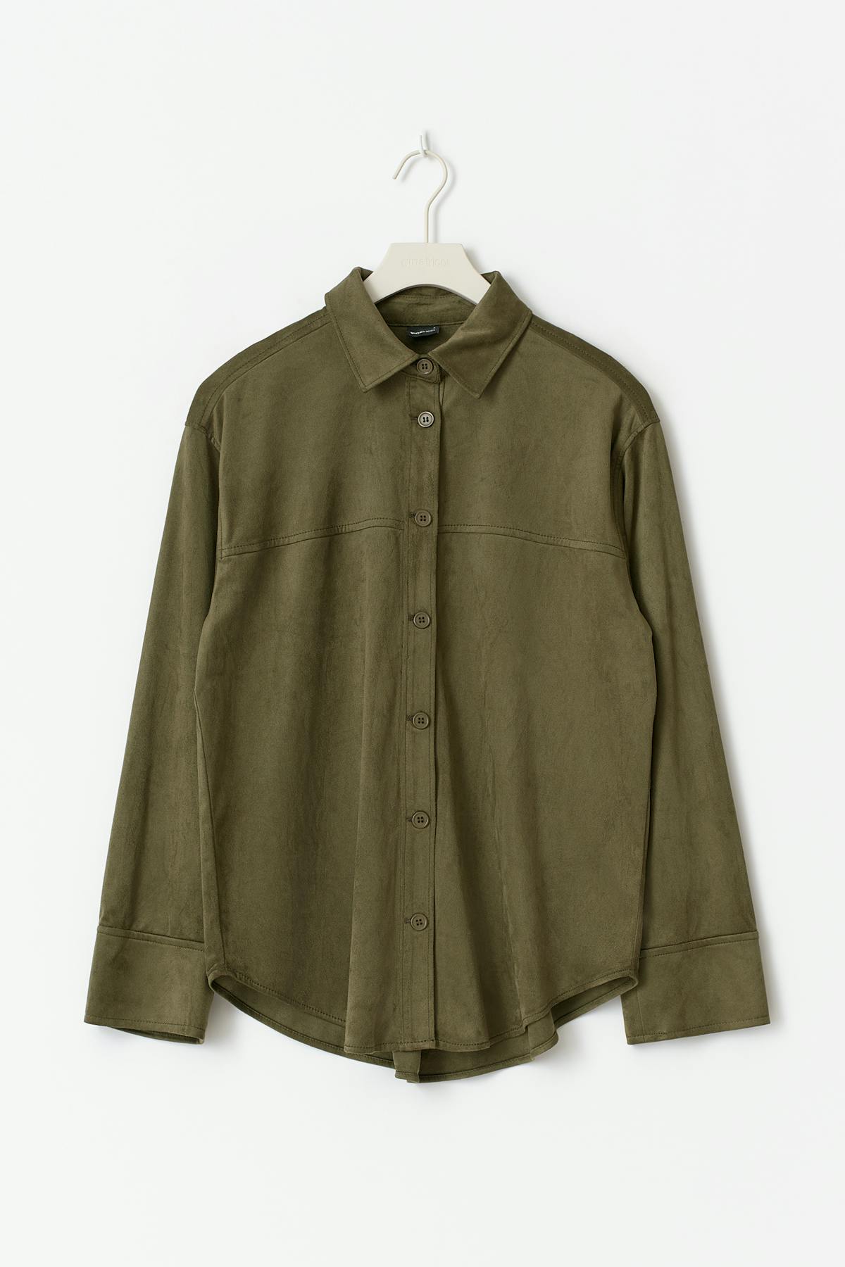 Faux suede shirt - Kaki