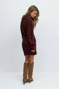 knitted button down dress - Beige clair