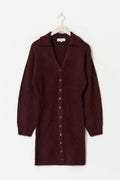 knitted button down dress - Beige clair
