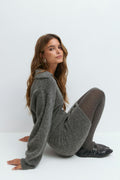 knitted button down dress - Bordeaux foncé