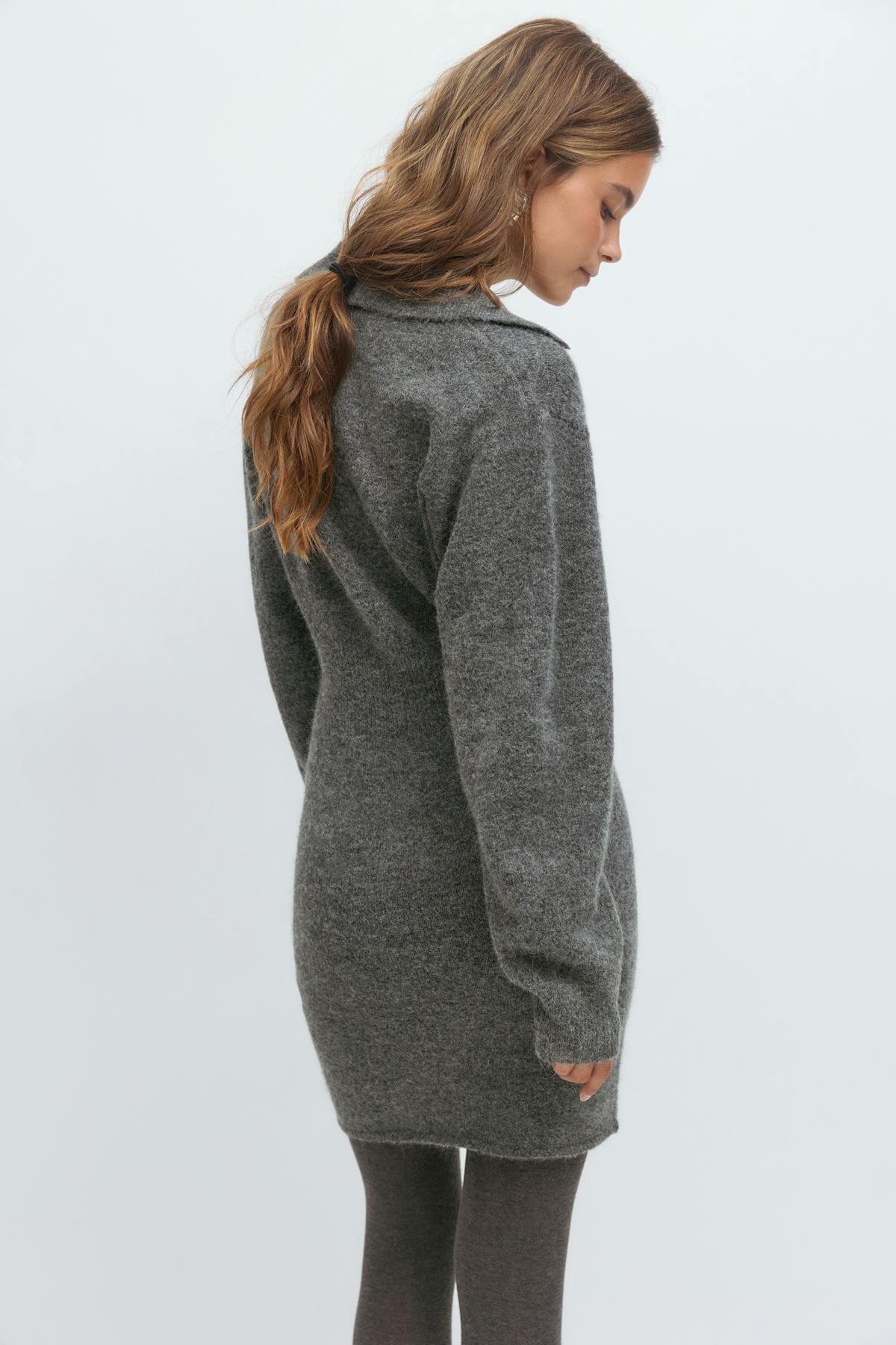 knitted button down dress - Bordeaux foncé