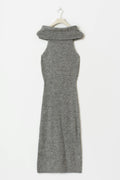 Sleeveless polo knitted dress - Mid grey mel