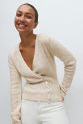 Alpaca blend knitted top - Brown melange