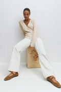 Alpaca blend knitted top - Brown melange