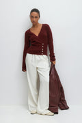 Alpaca blend knitted top - Bordeaux foncé