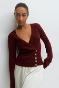 Alpaca blend knitted top - Bordeaux foncé