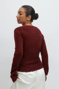 Alpaca blend knitted top - Bordeaux foncé