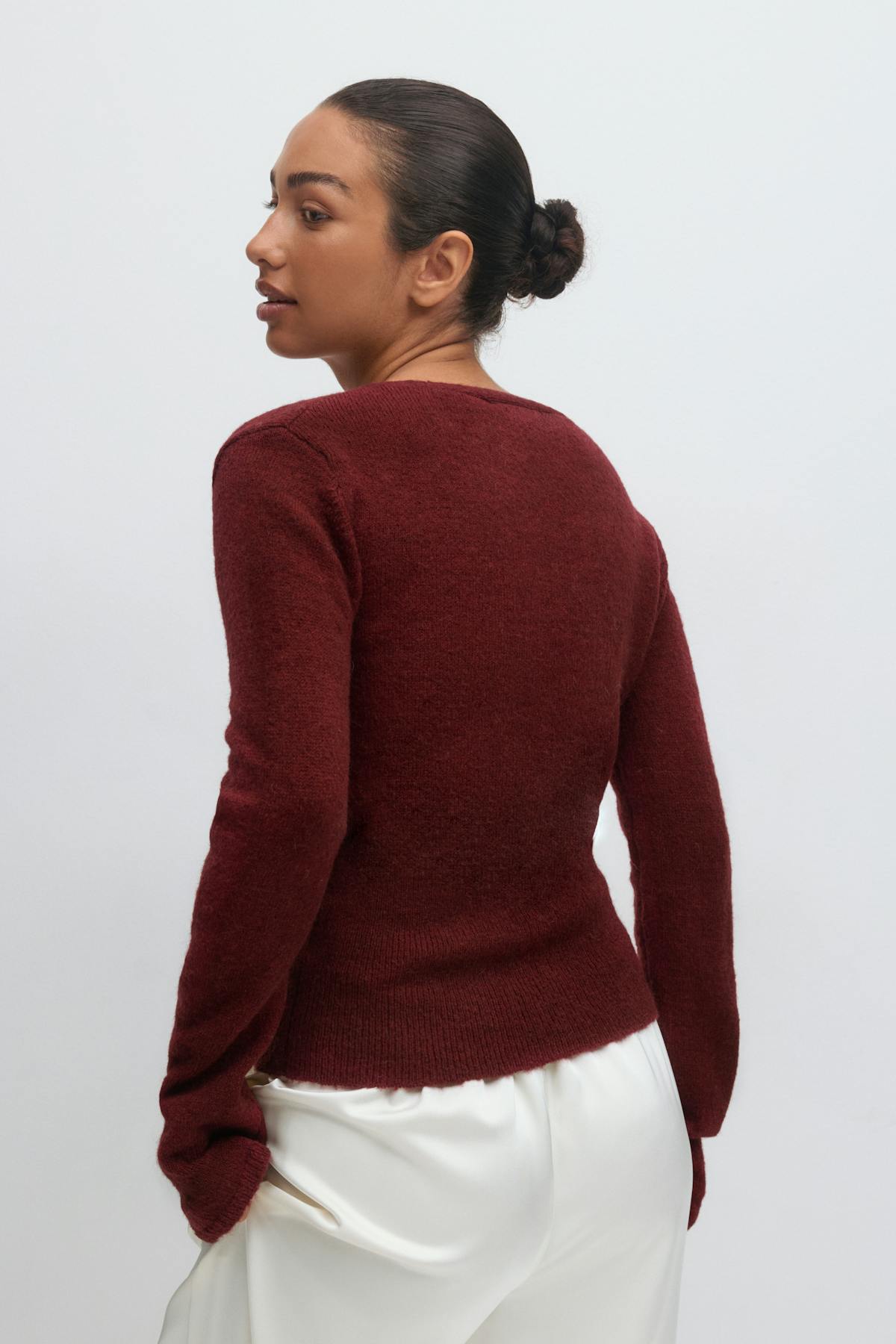 Alpaca blend knitted top - Bordeaux foncé