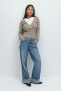 Alpaca blend knitted top - Oat melange