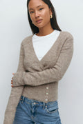 Alpaca blend knitted top - Brown melange